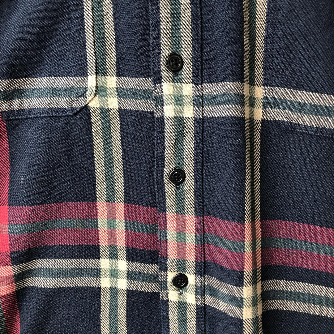 Eddie Bauer Men's Long Sleeve Flannel Check Shirt, Size XL cotton navy blue type Vintage Second Hand