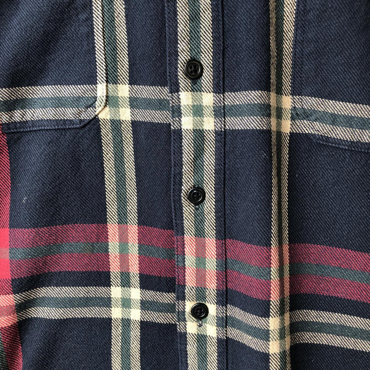 Eddie Bauer Men's Long Sleeve Flannel Check Shirt, Size XL cotton navy blue type Vintage Second Hand