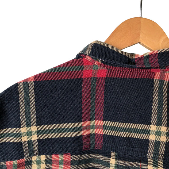 Eddie Bauer Men's Long Sleeve Flannel Check Shirt, Size XL cotton navy blue type Vintage Second Hand