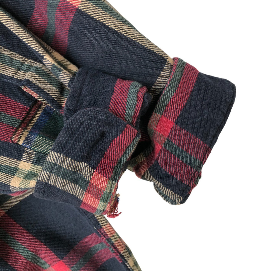 Eddie Bauer Men's Long Sleeve Flannel Check Shirt, Size XL cotton navy blue type Vintage Second Hand