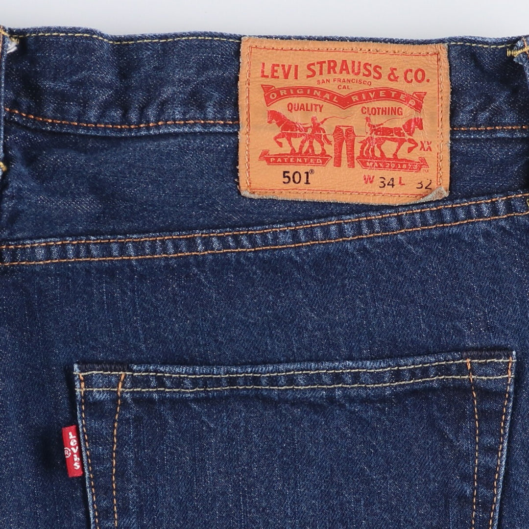 Levi's 501 straight denim pants for men, size W34 cotton blue type Vintage Second Hand
