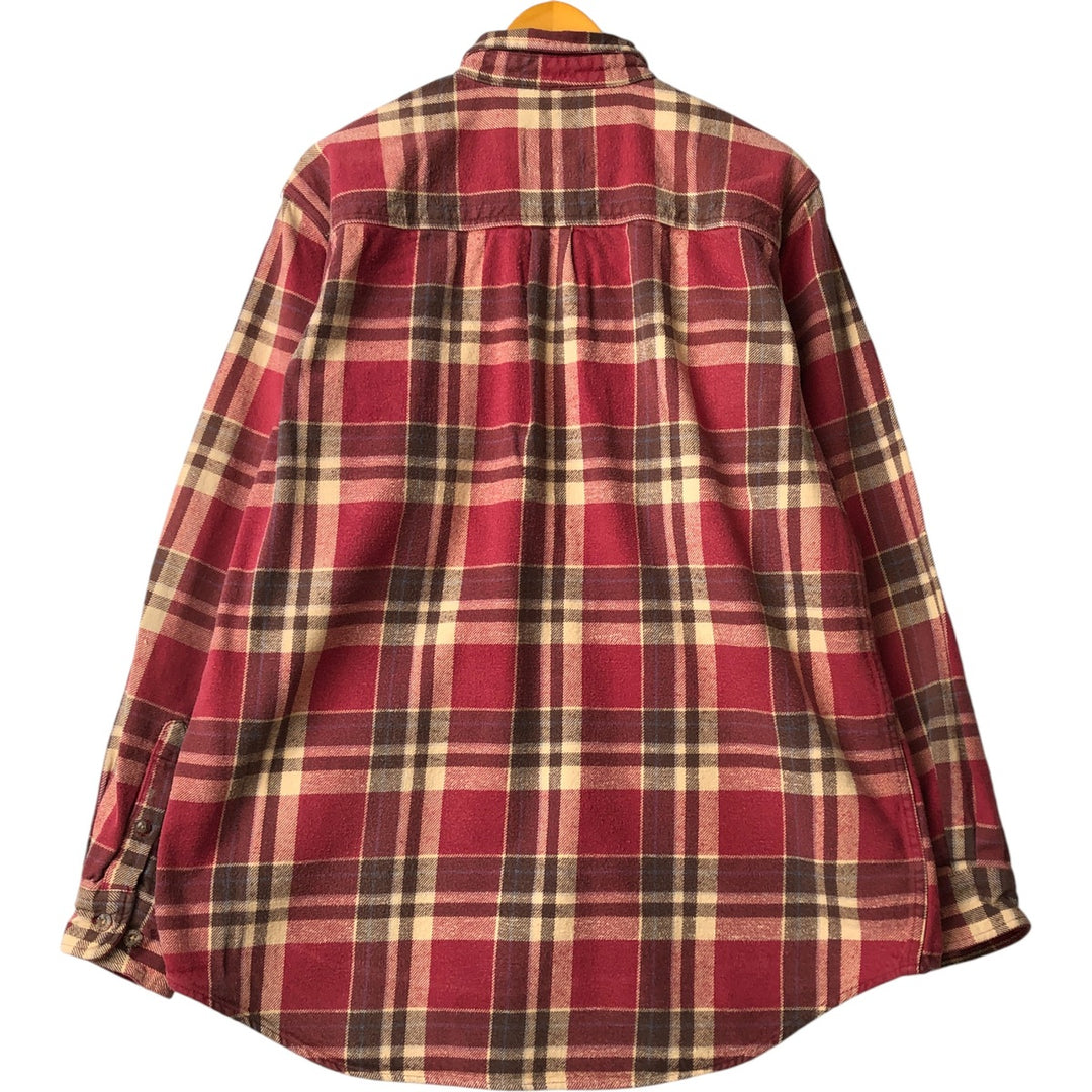 Field and Stream Long Sleeve Flannel Check Shirt, Men's XL cotton red type reddish brown Vintage Second Hand