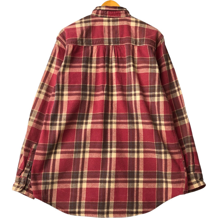 Field and Stream Long Sleeve Flannel Check Shirt, Men's XL cotton red type reddish brown Vintage Second Hand