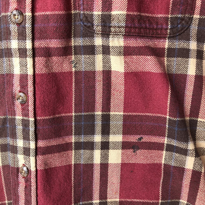Field and Stream Long Sleeve Flannel Check Shirt, Men's XL cotton red type reddish brown Vintage Second Hand