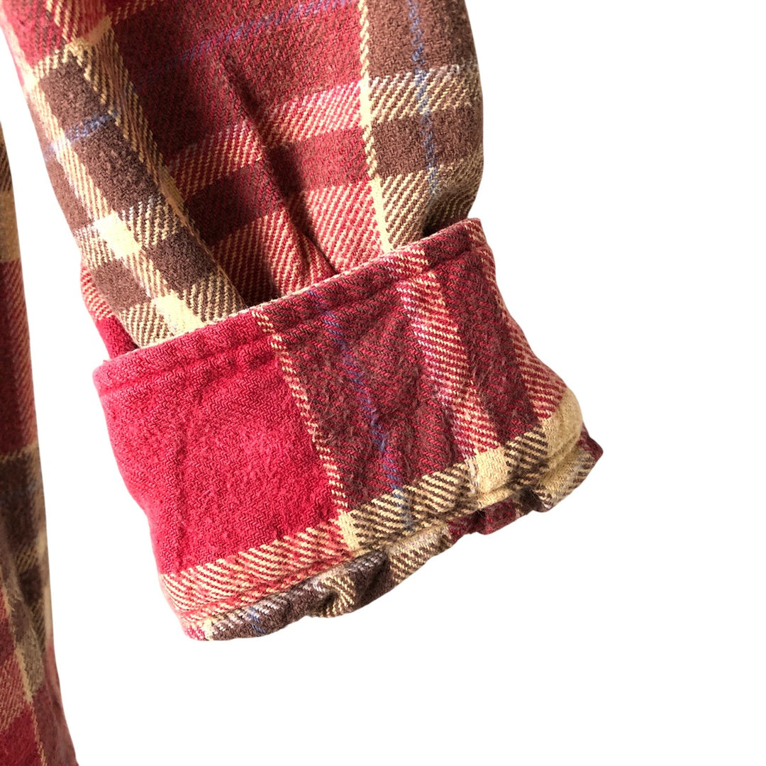 Field and Stream Long Sleeve Flannel Check Shirt, Men's XL cotton red type reddish brown Vintage Second Hand
