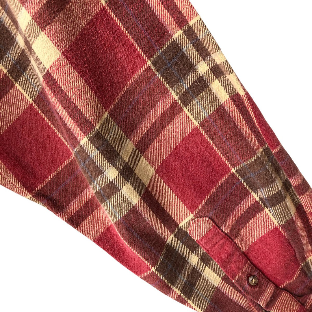 Field and Stream Long Sleeve Flannel Check Shirt, Men's XL cotton red type reddish brown Vintage Second Hand