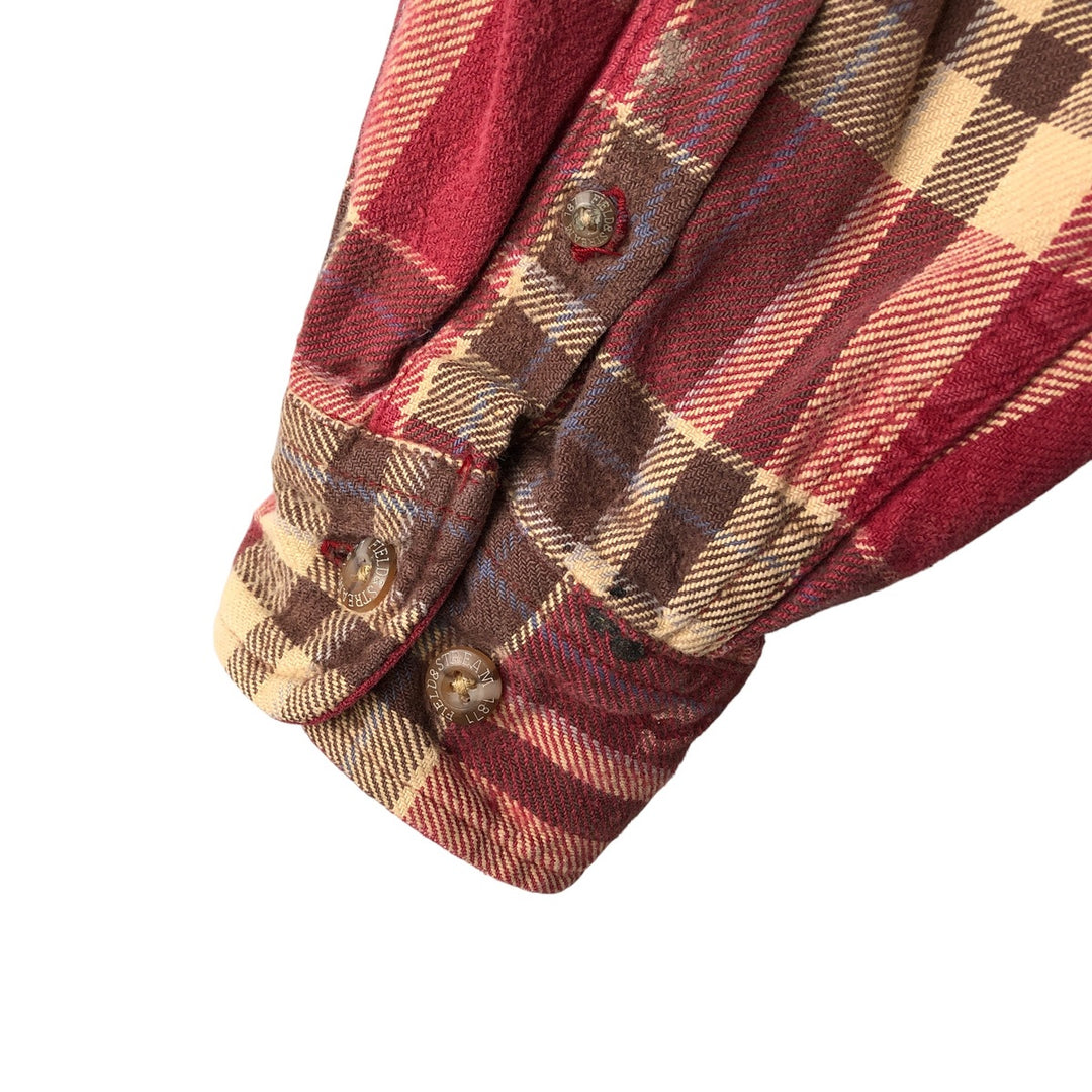 Field and Stream Long Sleeve Flannel Check Shirt, Men's XL cotton red type reddish brown Vintage Second Hand