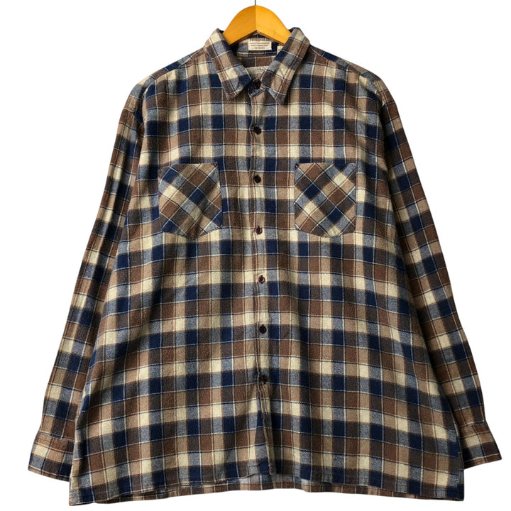 Vintage 80s-90'S SAUCATUCK Light Flannel Check Shirt, Men's Size XL cotton blue type Vintage Second Hand
