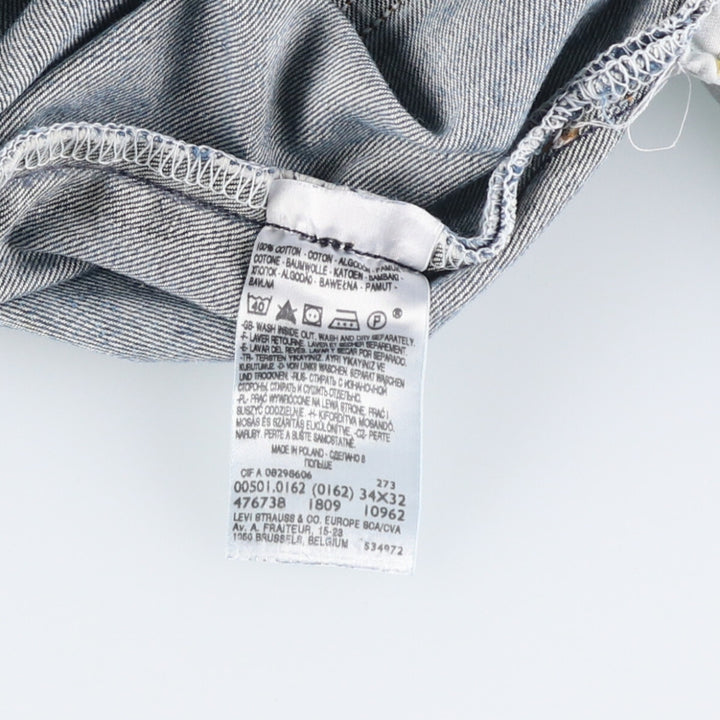 Levi's 501 Euro model straight denim pants for men, size W34 cotton blue type Vintage Second Hand