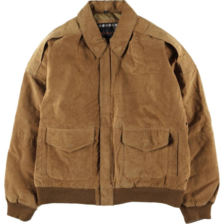 Middlebrook Park A-2 Hidden Button Suede Leather Flight Jacket, Men's Size M Genuine Leather Suede Leather Beige type Vintage Second Hand