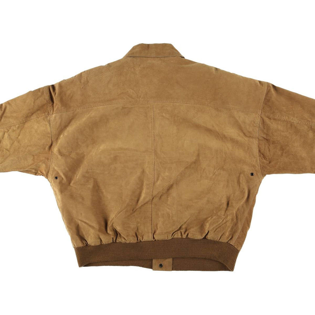Middlebrook Park A-2 Hidden Button Suede Leather Flight Jacket, Men's Size M Genuine Leather Suede Leather Beige type Vintage Second Hand