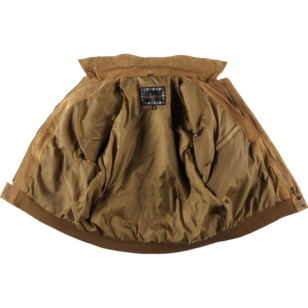 Middlebrook Park A-2 Hidden Button Suede Leather Flight Jacket, Men's Size M Genuine Leather Suede Leather Beige type Vintage Second Hand