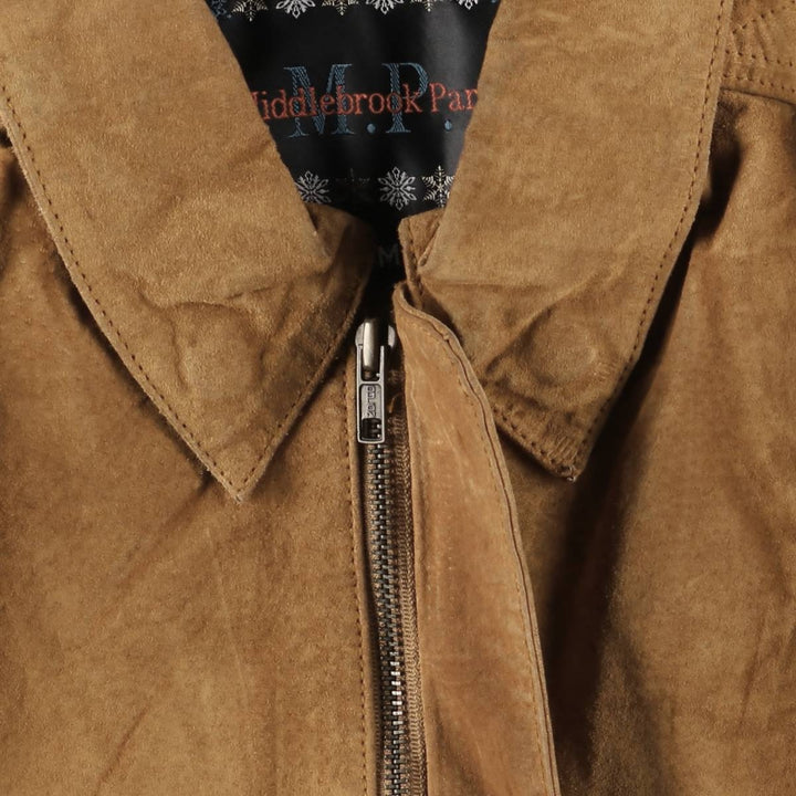 Middlebrook Park A-2 Hidden Button Suede Leather Flight Jacket, Men's Size M Genuine Leather Suede Leather Beige type Vintage Second Hand