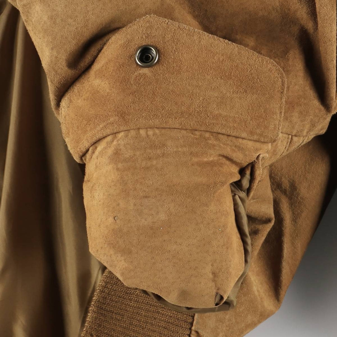Middlebrook Park A-2 Hidden Button Suede Leather Flight Jacket, Men's Size M Genuine Leather Suede Leather Beige type Vintage Second Hand
