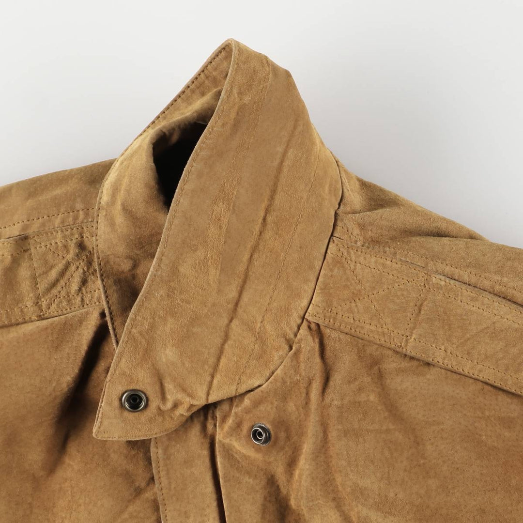Middlebrook Park A-2 Hidden Button Suede Leather Flight Jacket, Men's Size M Genuine Leather Suede Leather Beige type Vintage Second Hand
