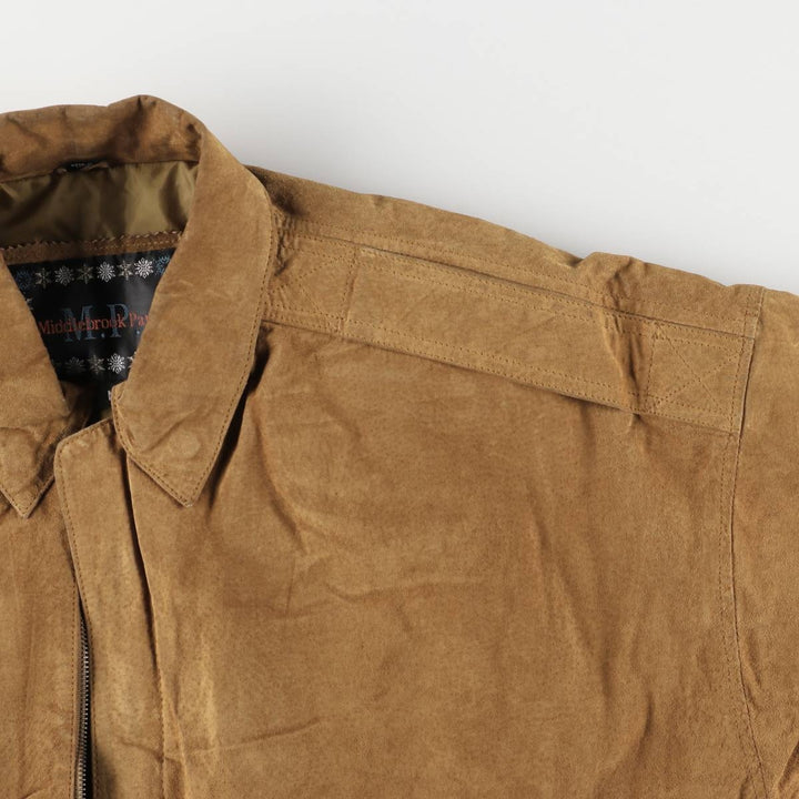 Middlebrook Park A-2 Hidden Button Suede Leather Flight Jacket, Men's Size M Genuine Leather Suede Leather Beige type Vintage Second Hand