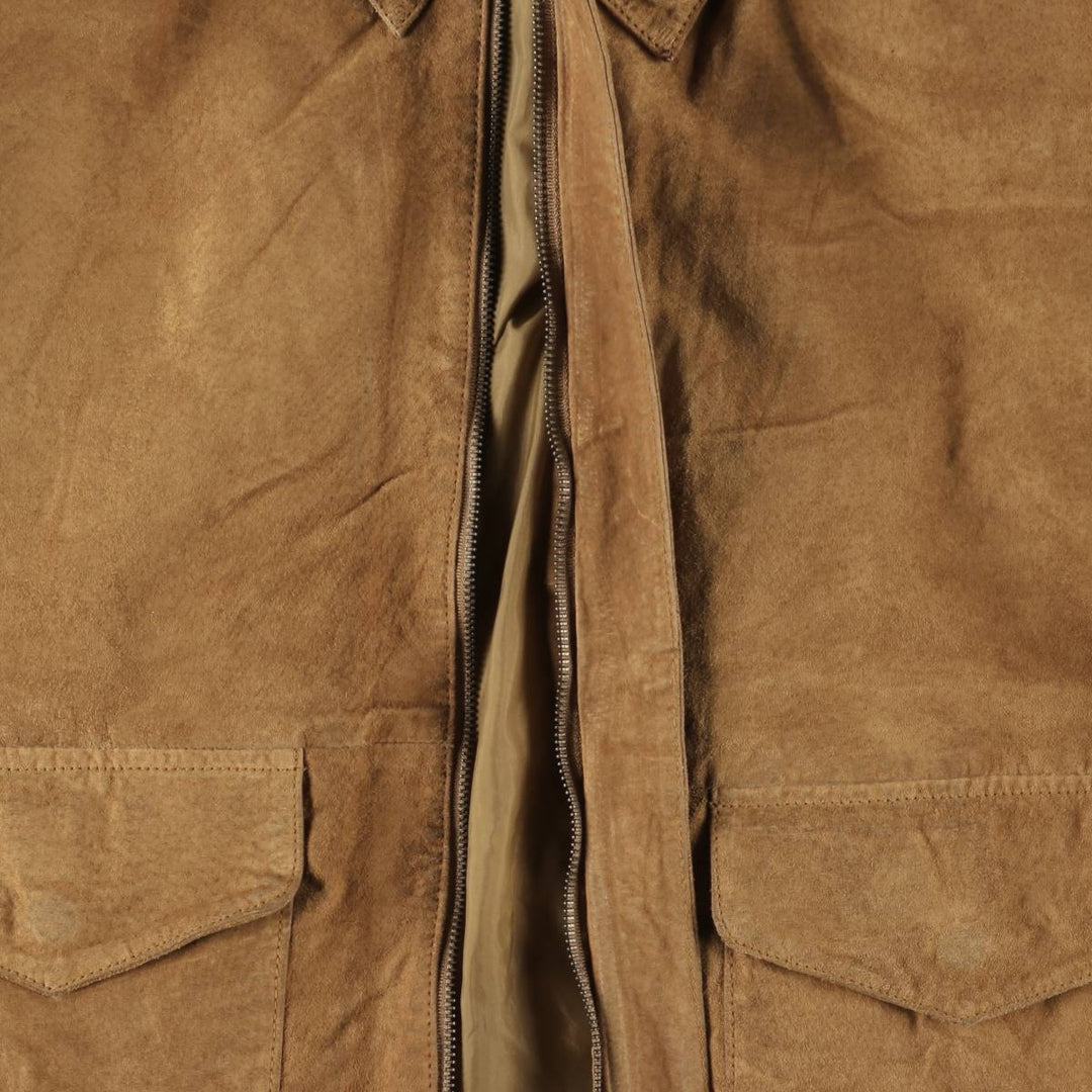 Middlebrook Park A-2 Hidden Button Suede Leather Flight Jacket, Men's Size M Genuine Leather Suede Leather Beige type Vintage Second Hand