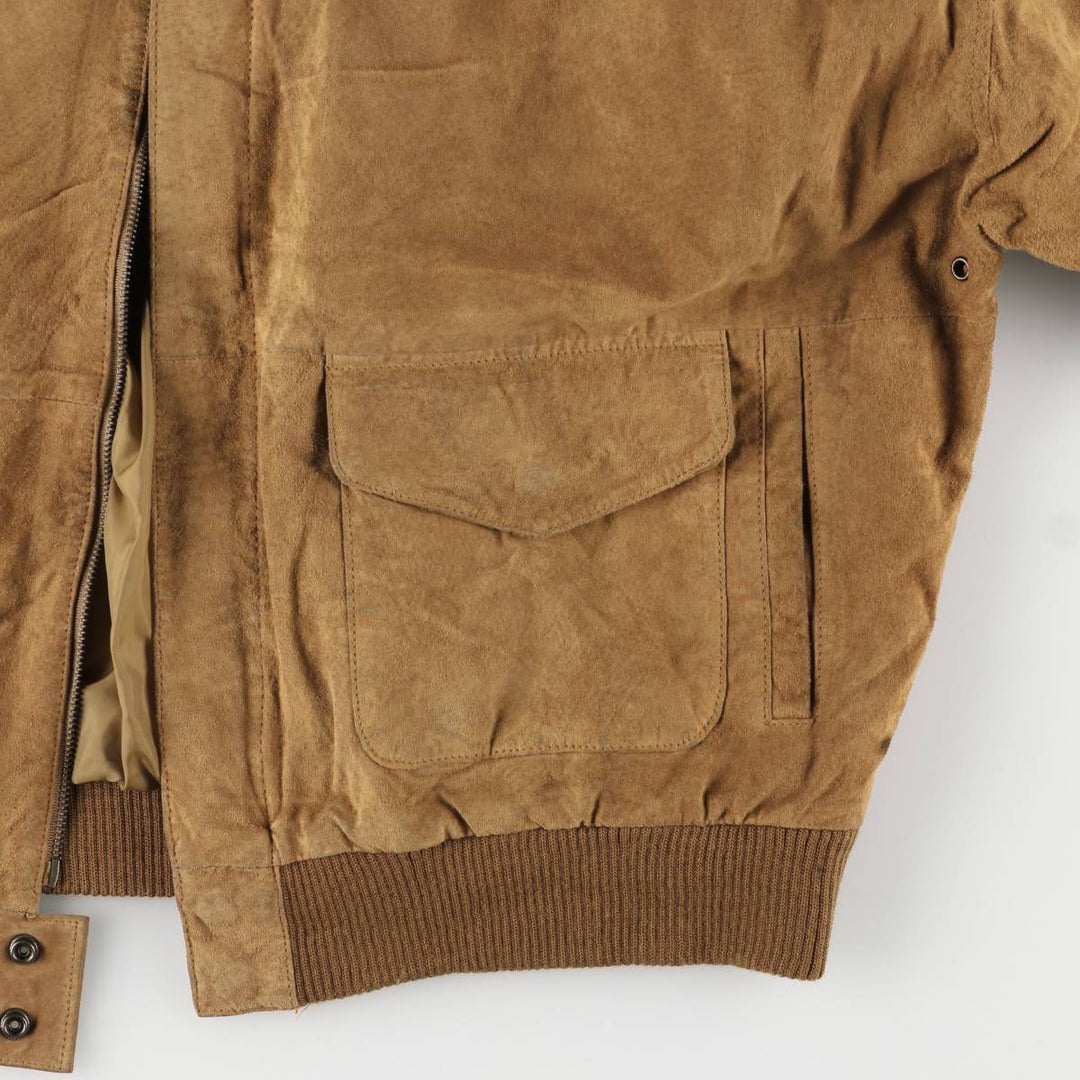 Middlebrook Park A-2 Hidden Button Suede Leather Flight Jacket, Men's Size M Genuine Leather Suede Leather Beige type Vintage Second Hand