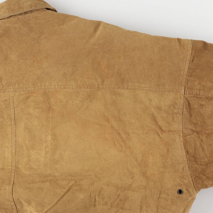 Middlebrook Park A-2 Hidden Button Suede Leather Flight Jacket, Men's Size M Genuine Leather Suede Leather Beige type Vintage Second Hand