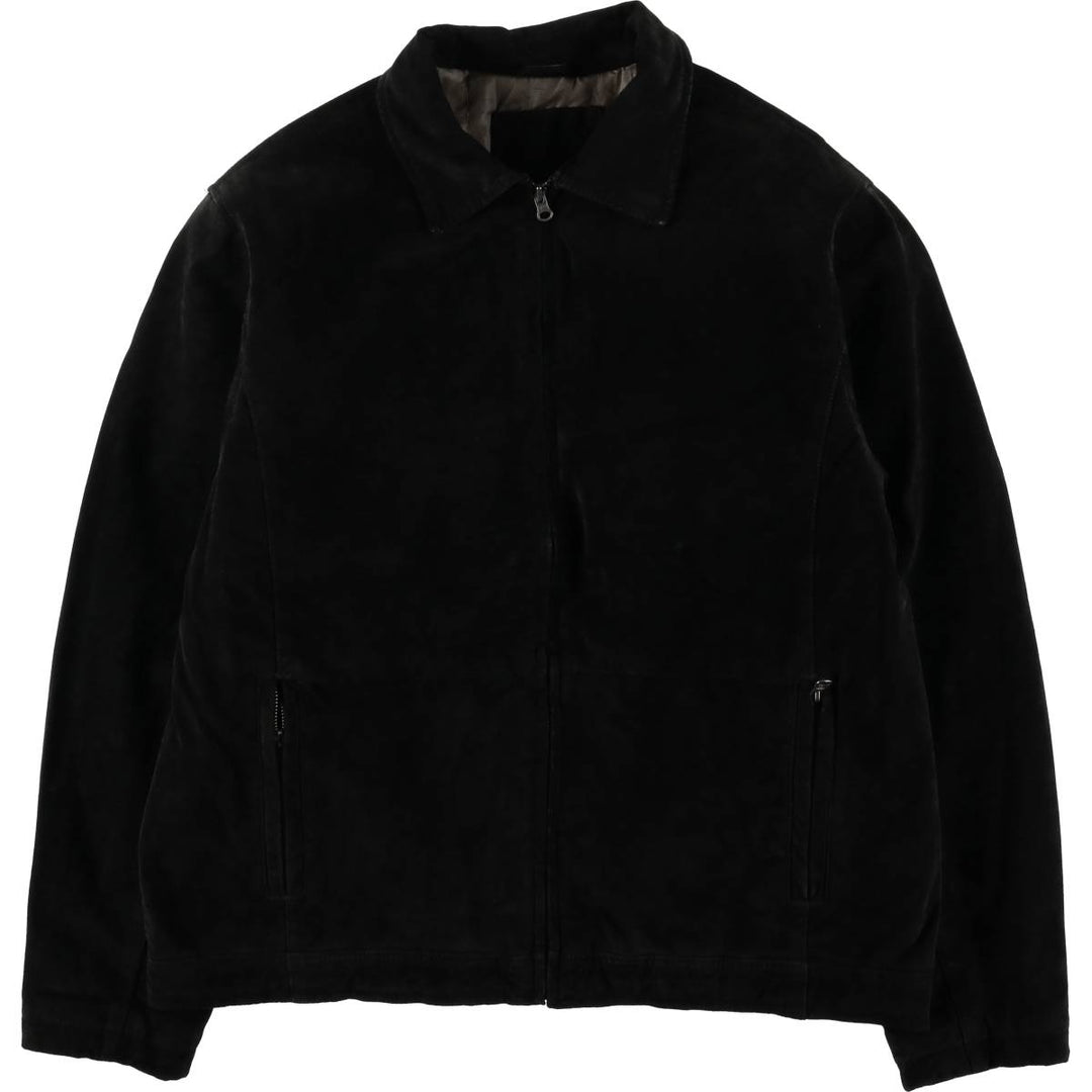 KNIGHTSBRIDGE Swing Top Padded Suede Leather Sports Jacket, Men's Size M Genuine Leather Suede Leather black type Vintage Second Hand