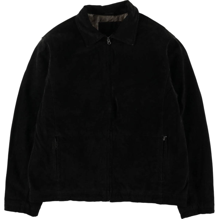 KNIGHTSBRIDGE Swing Top Padded Suede Leather Sports Jacket, Men's Size M Genuine Leather Suede Leather black type Vintage Second Hand