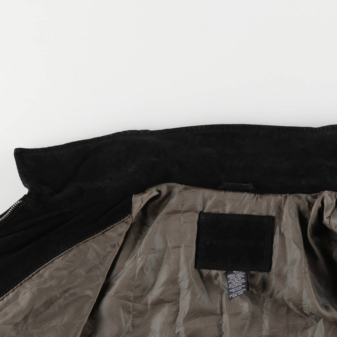 KNIGHTSBRIDGE Swing Top Padded Suede Leather Sports Jacket, Men's Size M Genuine Leather Suede Leather black type Vintage Second Hand
