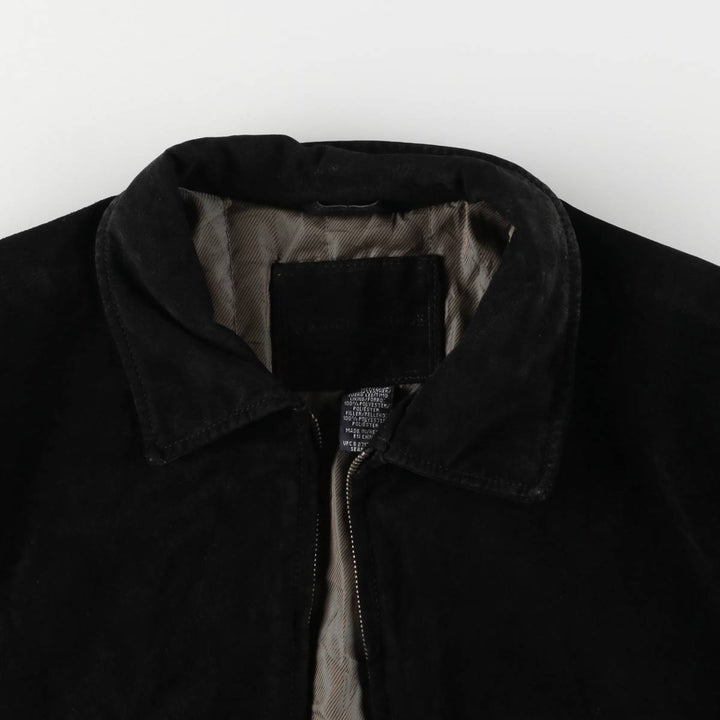 KNIGHTSBRIDGE Swing Top Padded Suede Leather Sports Jacket, Men's Size M Genuine Leather Suede Leather black type Vintage Second Hand
