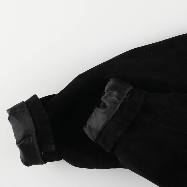 KNIGHTSBRIDGE Swing Top Padded Suede Leather Sports Jacket, Men's Size M Genuine Leather Suede Leather black type Vintage Second Hand