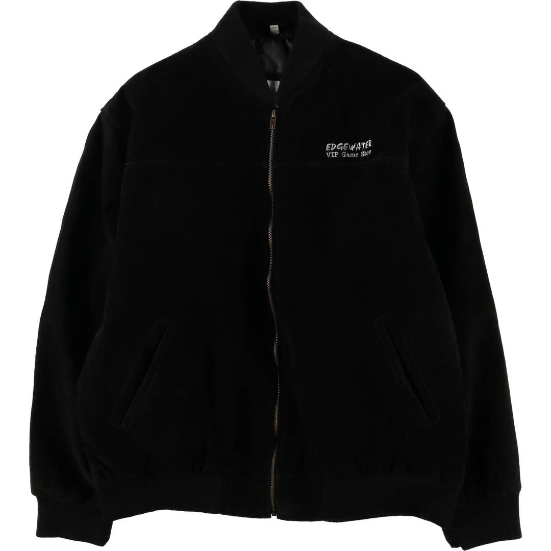 Vintage LEATHER suede leather blouson, men's size L Genuine Leather Suede Leather black type Vintage Second Hand