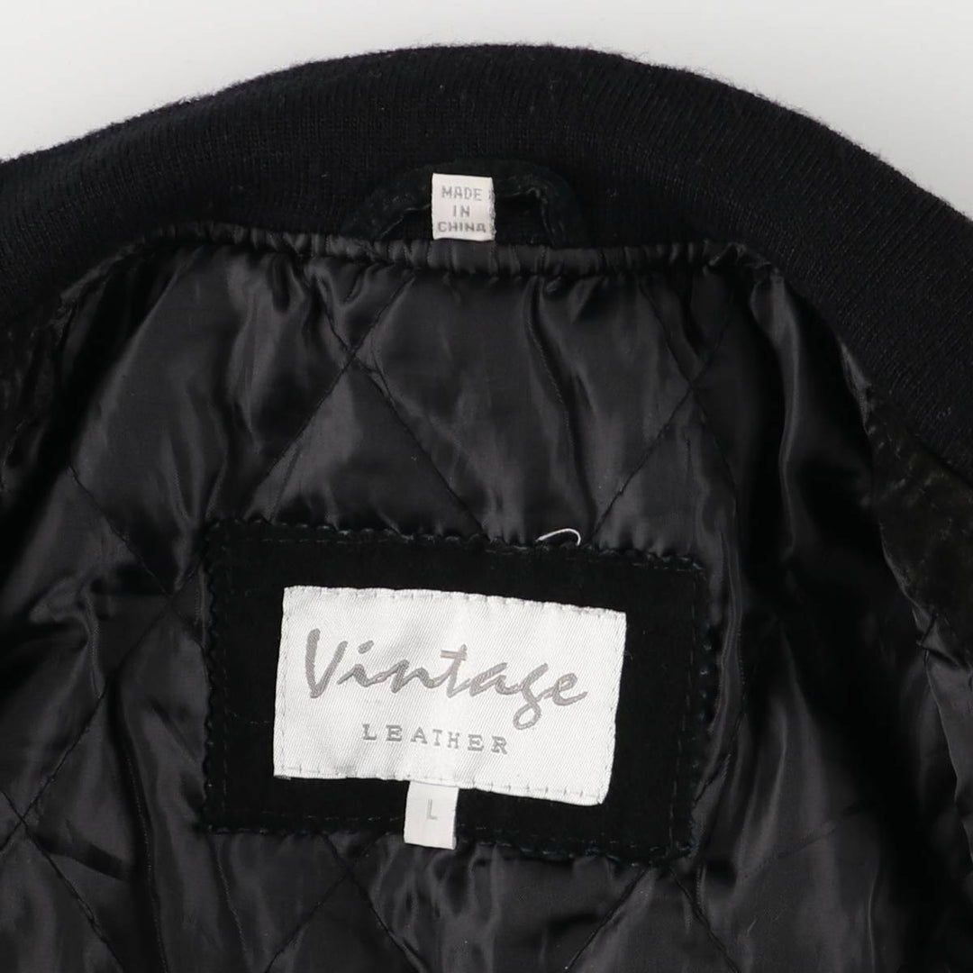 Vintage LEATHER suede leather blouson, men's size L Genuine Leather Suede Leather black type Vintage Second Hand