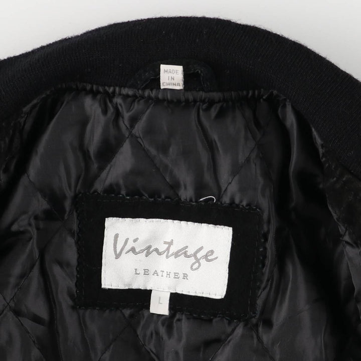 Vintage LEATHER suede leather blouson, men's size L Genuine Leather Suede Leather black type Vintage Second Hand