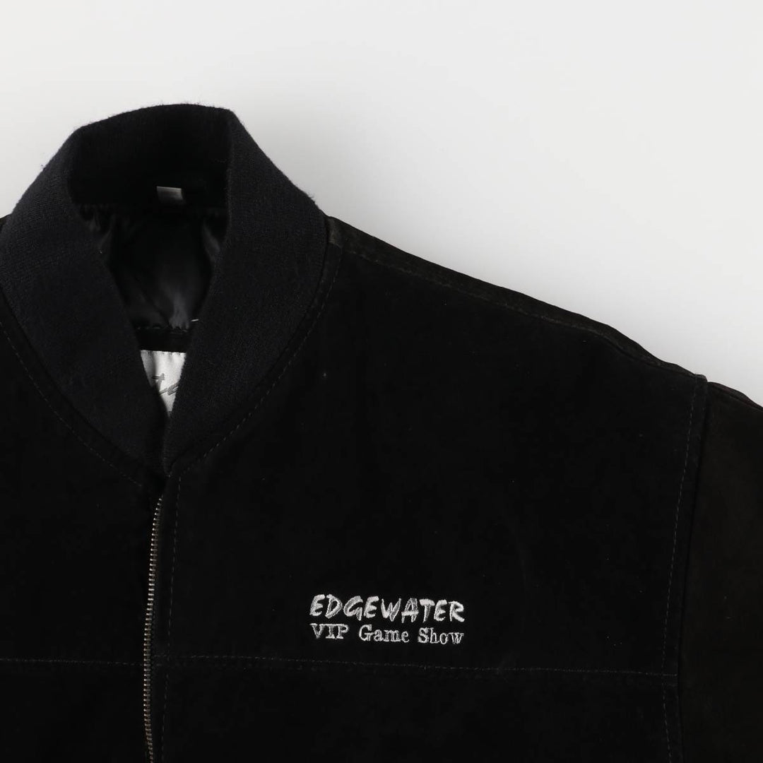 Vintage LEATHER suede leather blouson, men's size L Genuine Leather Suede Leather black type Vintage Second Hand