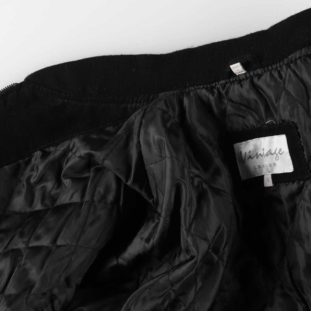 Vintage LEATHER suede leather blouson, men's size L Genuine Leather Suede Leather black type Vintage Second Hand
