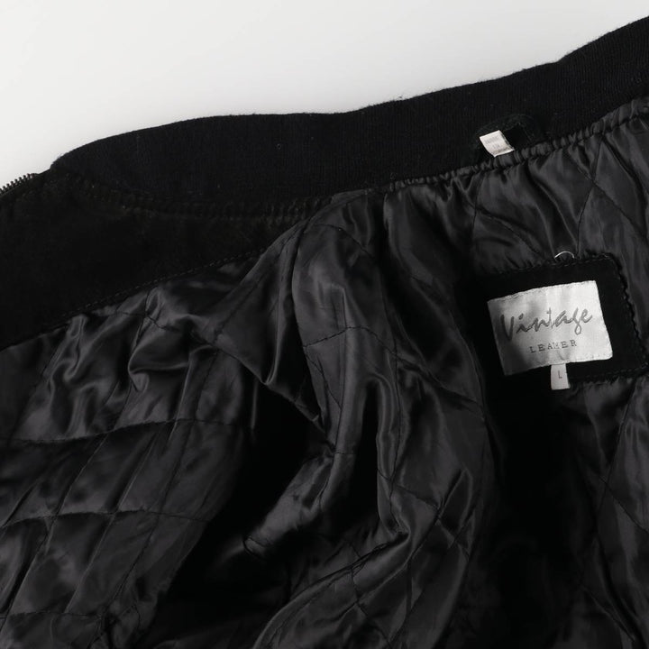 Vintage LEATHER suede leather blouson, men's size L Genuine Leather Suede Leather black type Vintage Second Hand