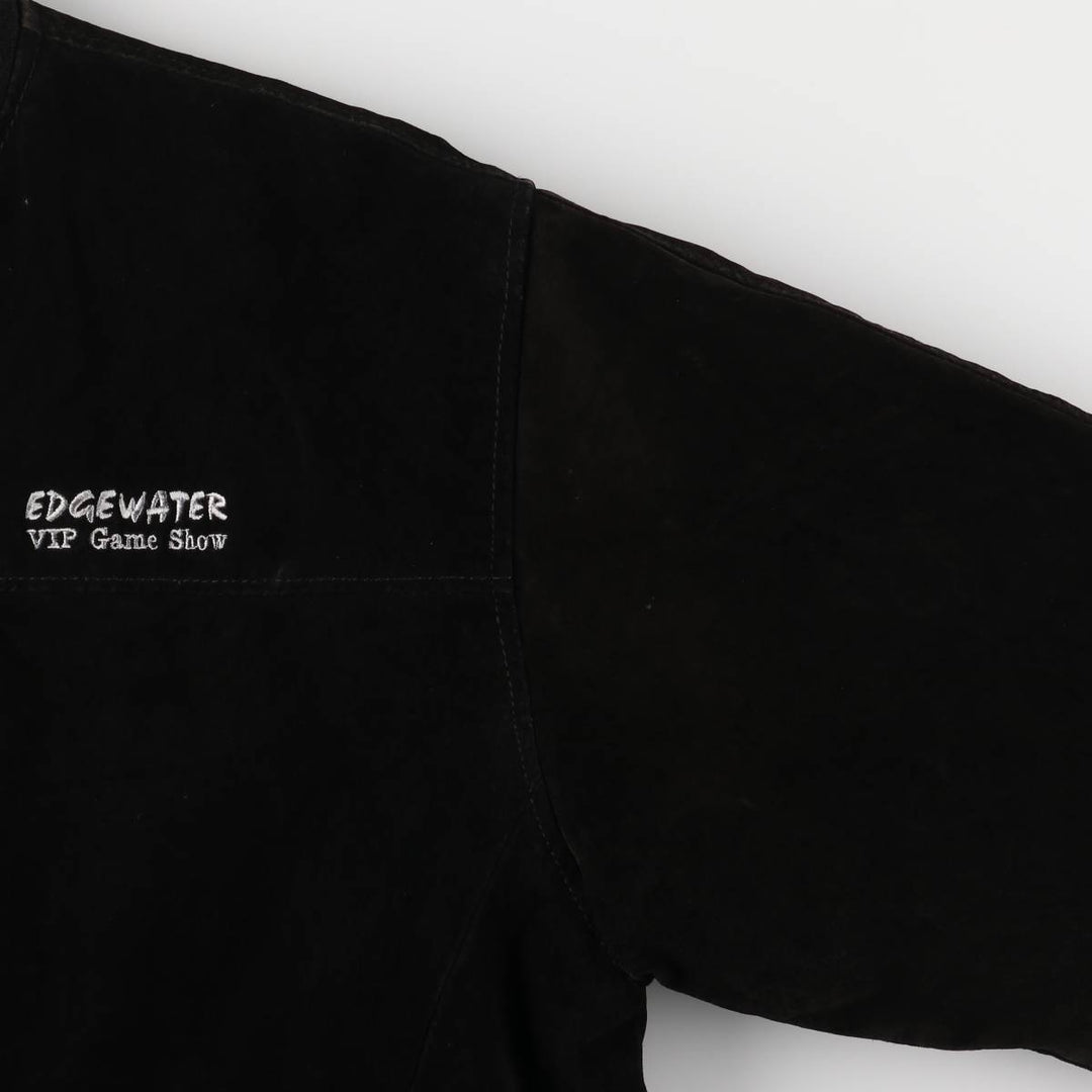 Vintage LEATHER suede leather blouson, men's size L Genuine Leather Suede Leather black type Vintage Second Hand