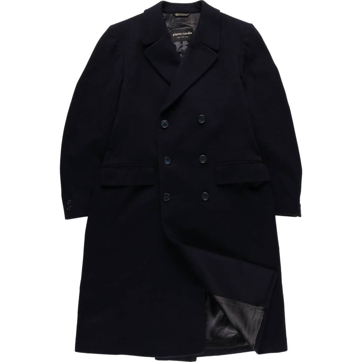 Pierre Cardin wool long coat, men's size M wool navy blue type Vintage Second Hand