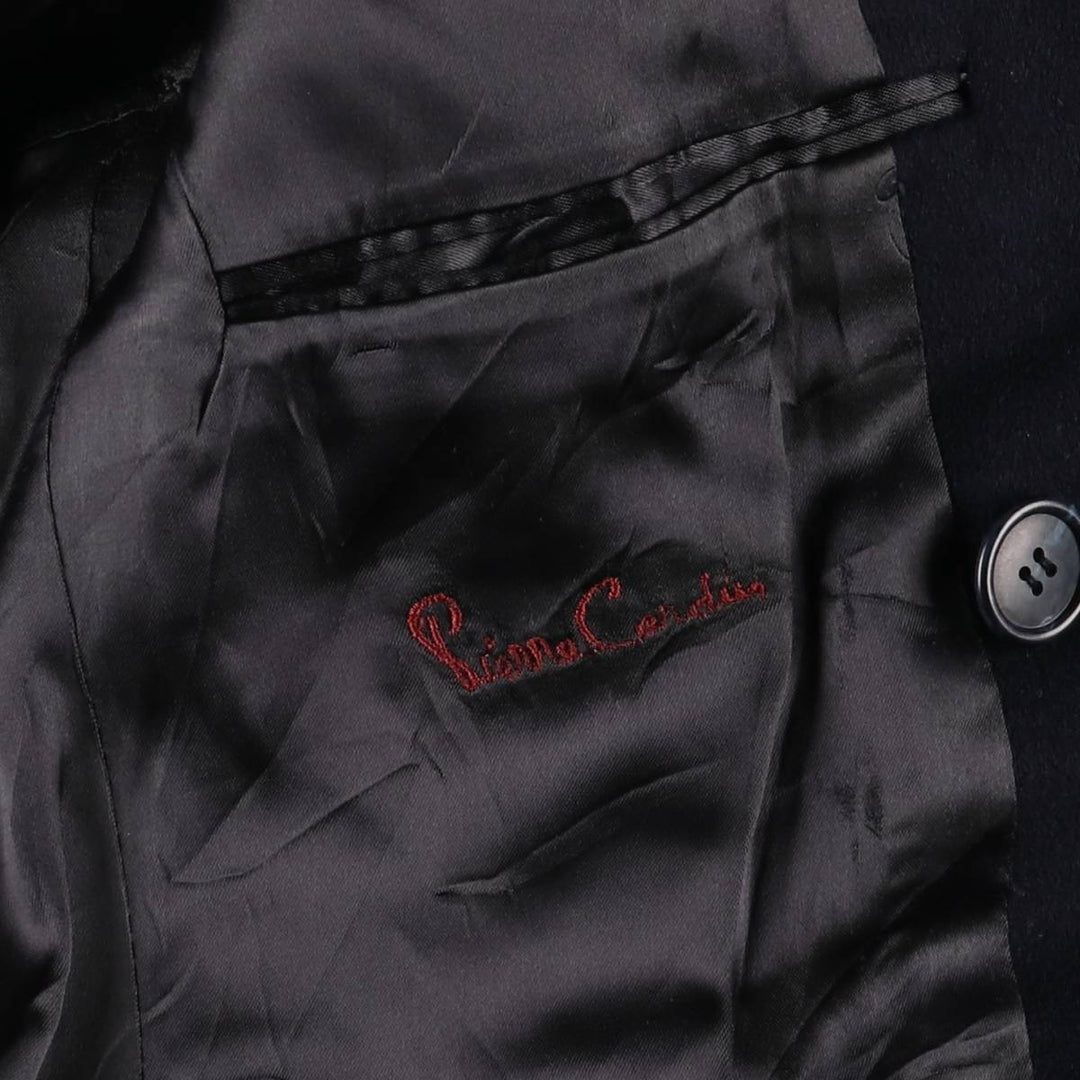 Pierre Cardin wool long coat, men's size M wool navy blue type Vintage Second Hand