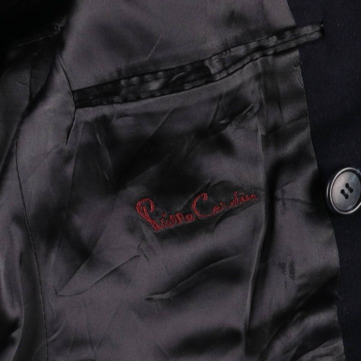 Pierre Cardin wool long coat, men's size M wool navy blue type Vintage Second Hand