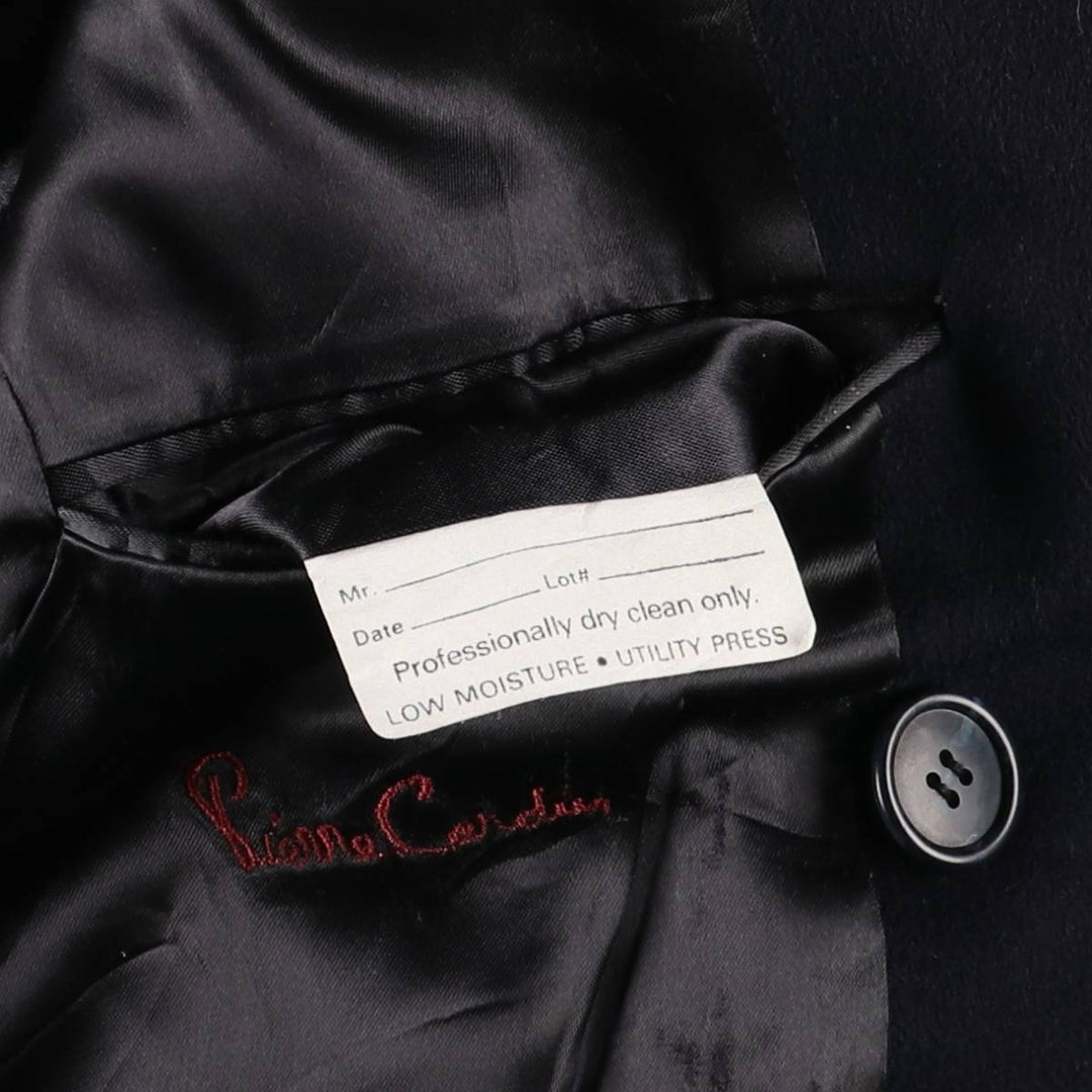 Pierre Cardin wool long coat, men's size M wool navy blue type Vintage Second Hand