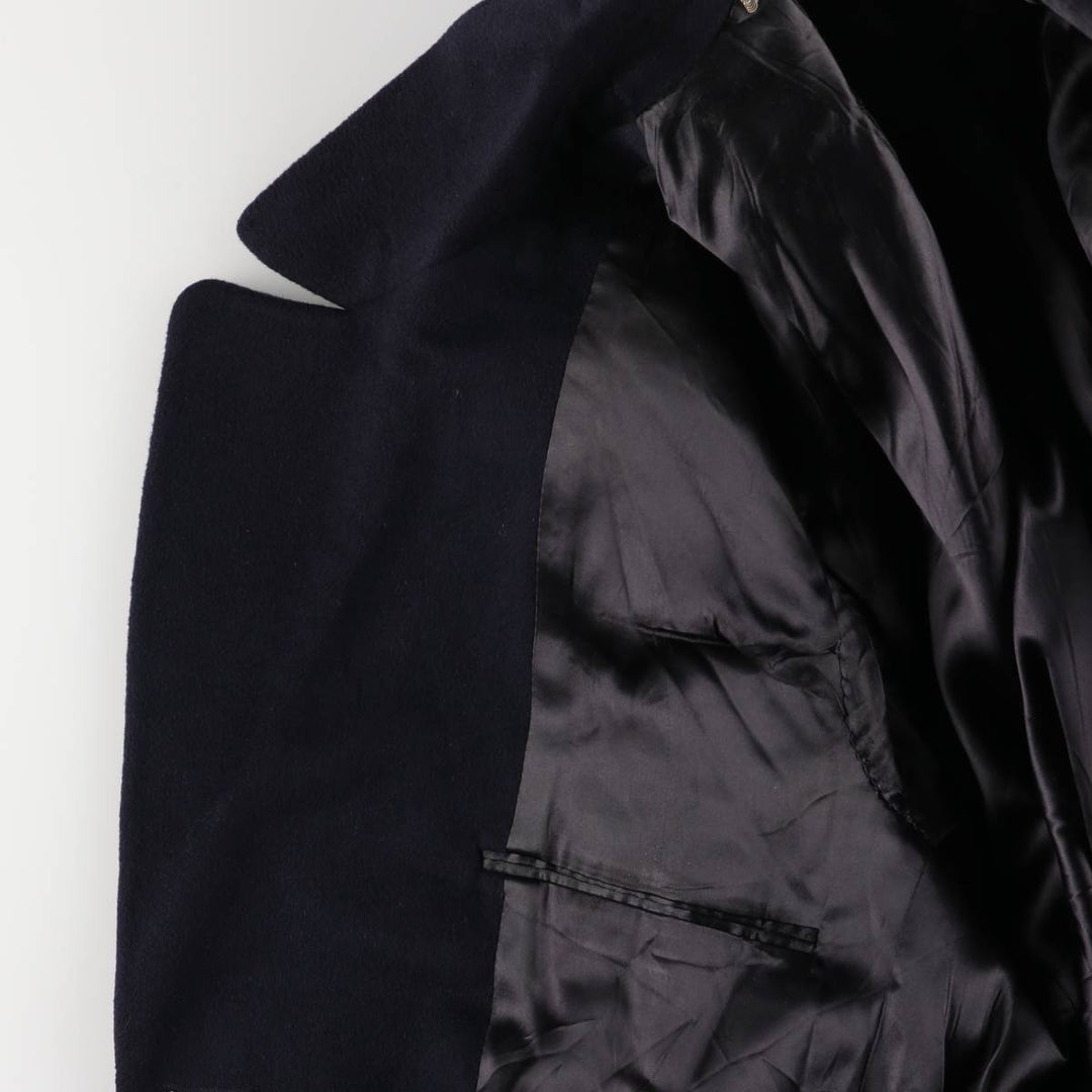 Pierre Cardin wool long coat, men's size M wool navy blue type Vintage Second Hand