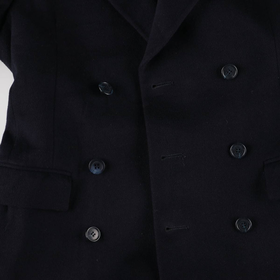 Pierre Cardin wool long coat, men's size M wool navy blue type Vintage Second Hand