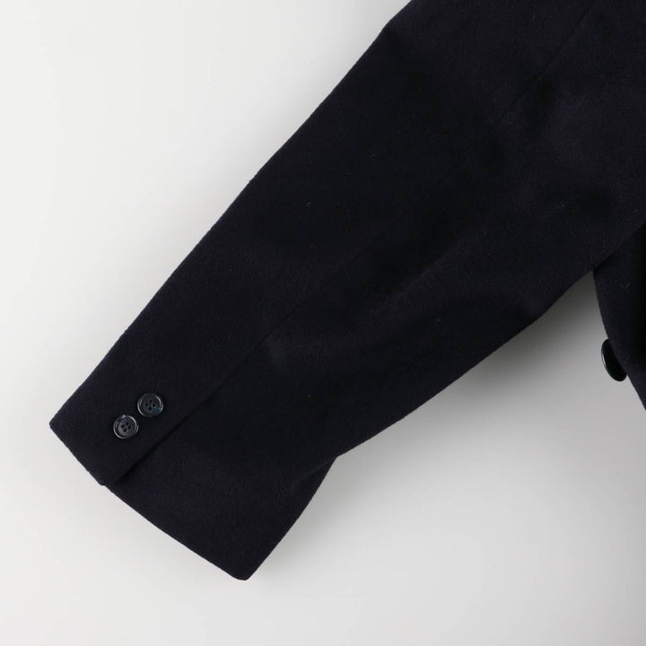 Pierre Cardin wool long coat, men's size M wool navy blue type Vintage Second Hand