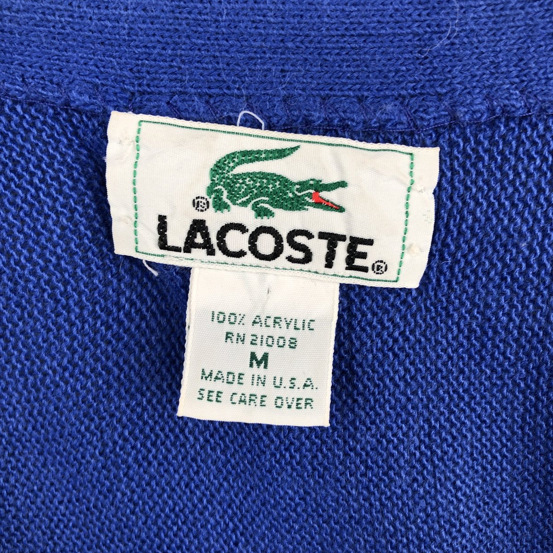 Lacoste Acrylic Knit Cardigan, Made in USA, Men's Size M acrylic blue type Vintage Second Hand