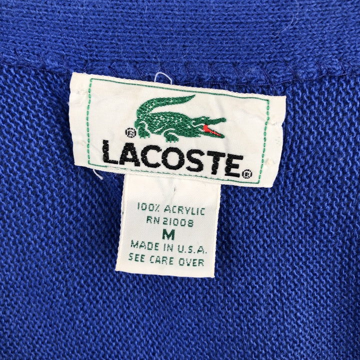 Lacoste Acrylic Knit Cardigan, Made in USA, Men's Size M acrylic blue type Vintage Second Hand