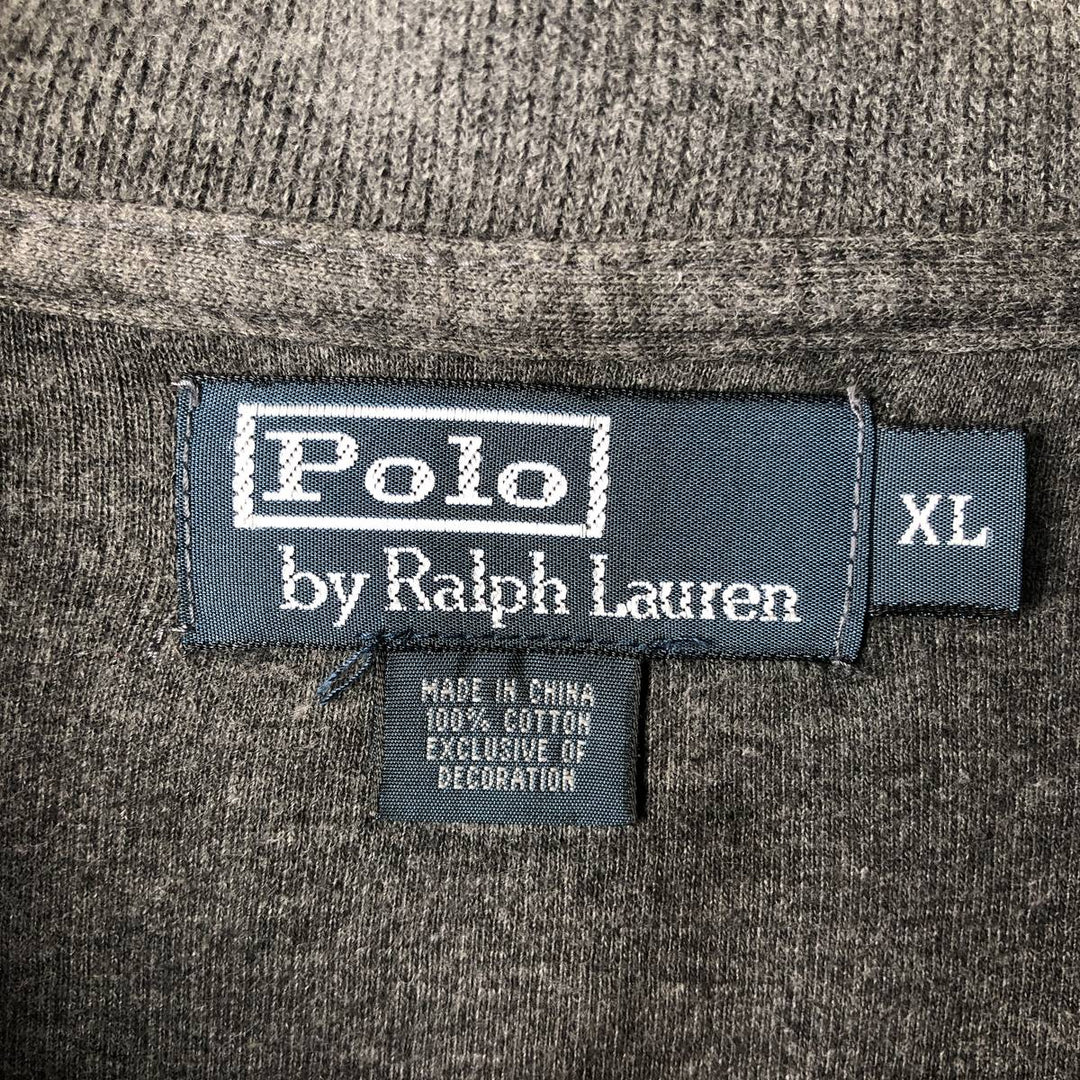 POLO by Ralph Lauren Half-Zip Sweatshirt, Men's XL cotton Charcoal Vintage Second Hand