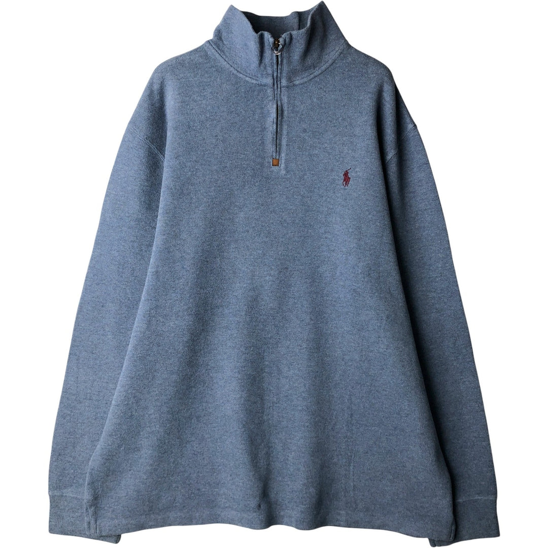 Ralph Lauren POLO by Ralph Lauren Half-Zip Sweatshirt, Men's XL cotton Blue type light blue Vintage Second Hand
