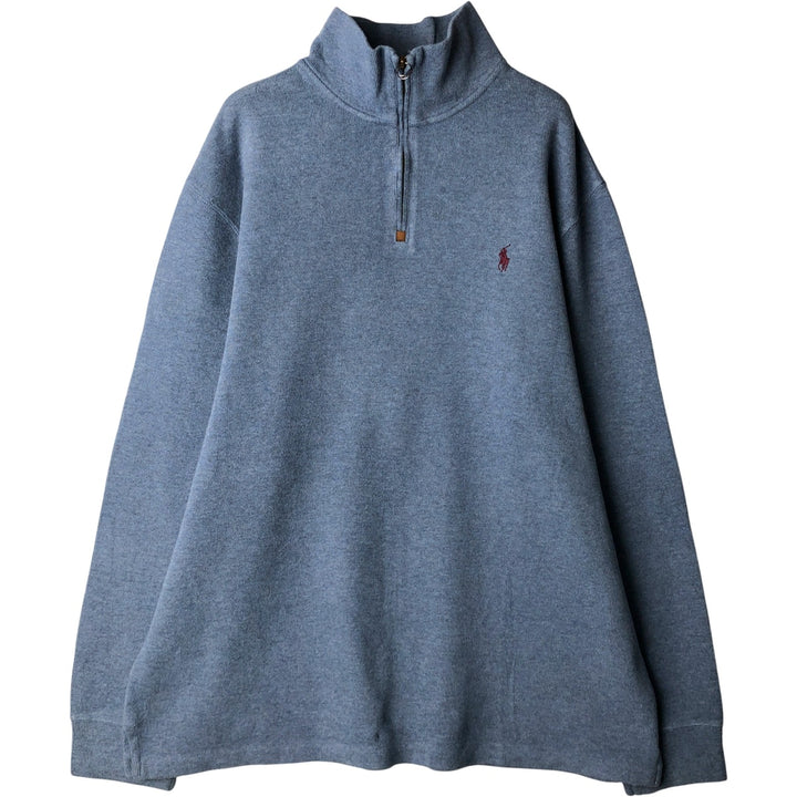 Ralph Lauren POLO by Ralph Lauren Half-Zip Sweatshirt, Men's XL cotton Blue type light blue Vintage Second Hand