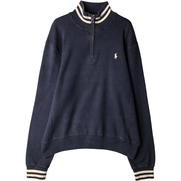Ralph Lauren POLO by Ralph Lauren Half-Zip Sweatshirt, Men's Size L cotton navy blue type Vintage Second Hand