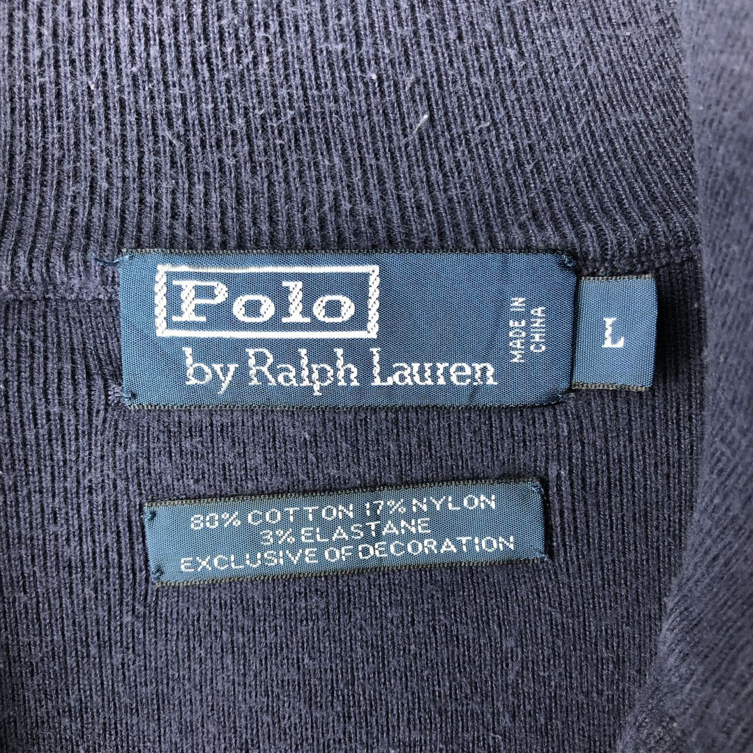Ralph Lauren POLO by Ralph Lauren Half-Zip Sweatshirt, Men's Size L cotton navy blue type Vintage Second Hand