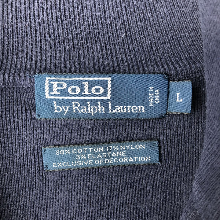 Ralph Lauren POLO by Ralph Lauren Half-Zip Sweatshirt, Men's Size L cotton navy blue type Vintage Second Hand